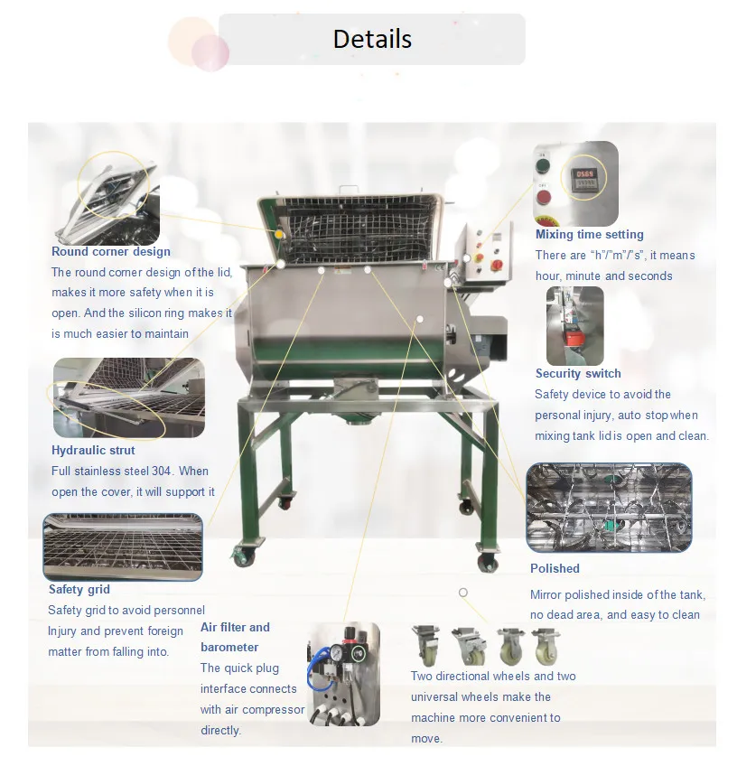 10% off High Efficient Horizontal Dry Powder Granule Food Ribbon Mixer Blender Machine