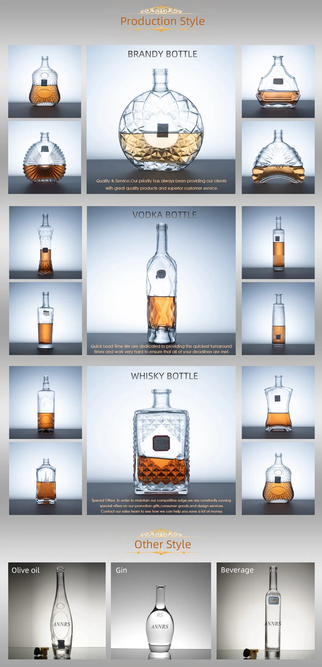 Empty 2000ml 2 Liter Glass Whiskey Bottle with Screw Cap