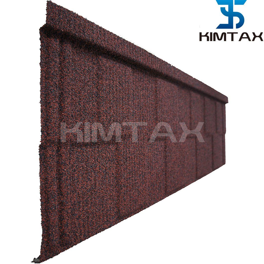Guangzhou Ocean Blue Flat Type Plain Metal Roof Tile with Colorful Stone Chips Coating