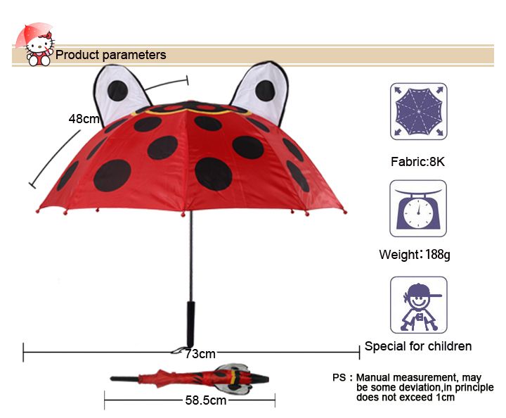 Manual Open Ear Shaped Safety Children Umbrella Kids