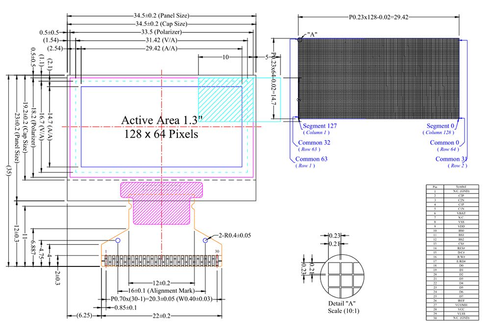 Tcc White 1.3 Inch OLED 8-Bit Parallel/Spi/I2c Interface SSD1306/Ssh1106 Display Module