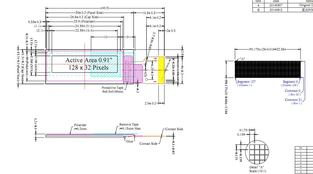 White Color 0.91 Inch Mono OLED Display with 128*32 Pixels and Iic Interface