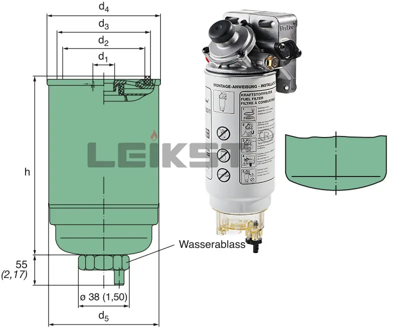 Wk8500/P550048/1105050-61c Truck Engine Part Fuel Filter with Bowl Wk980/Bf989 Filter Replacement 326-1644